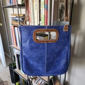 Blue Leather Hand Bag